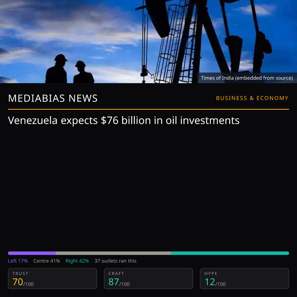 Venezuela $76 billion oil investment | MediaBias News