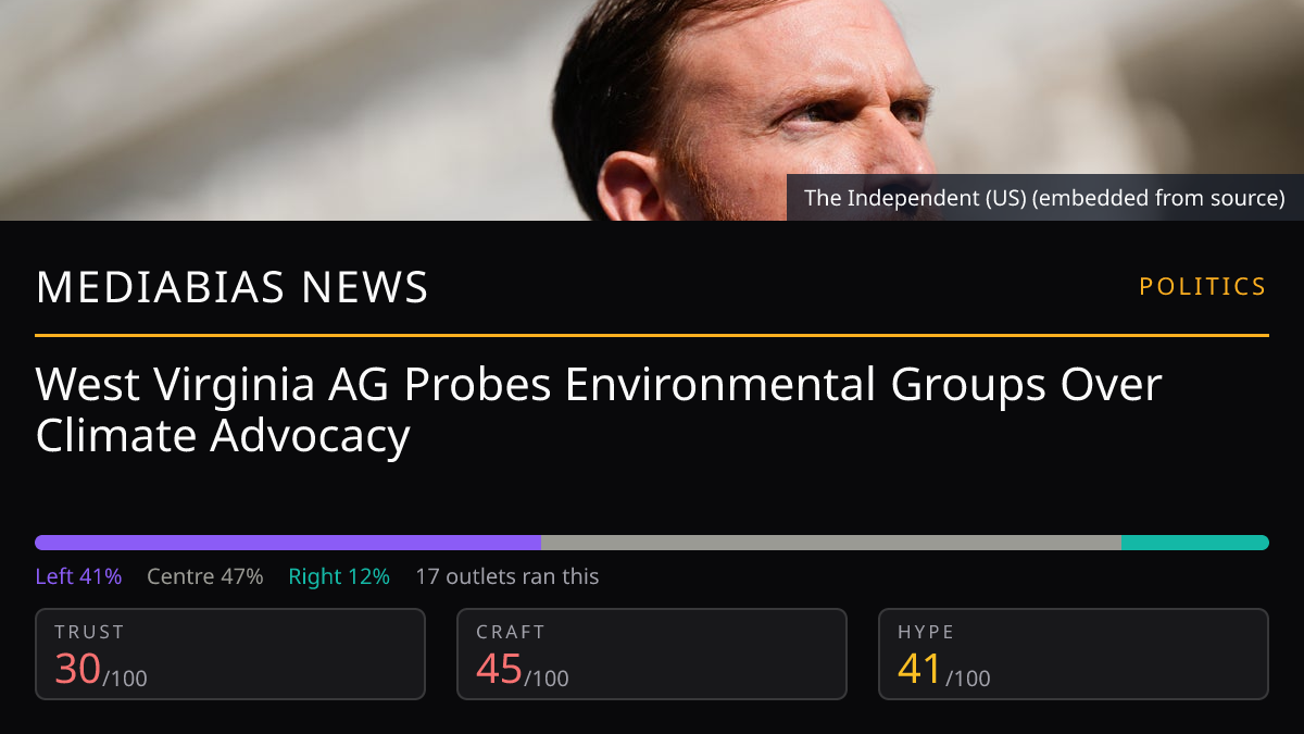 West Virginia AG Probes Environmental Groups Over Climate Advocacy